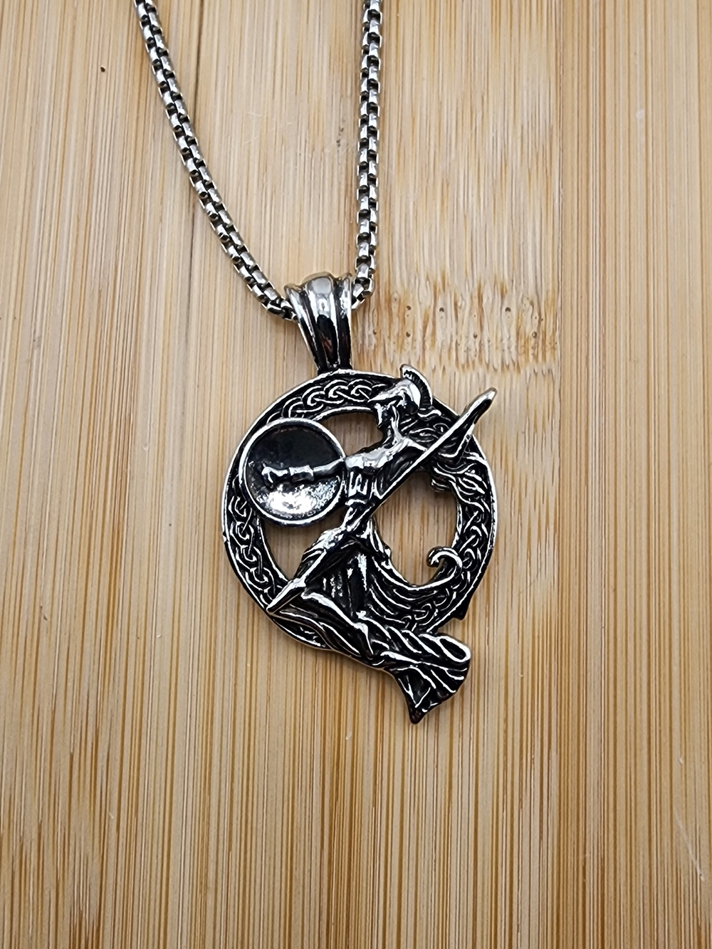 Sterling-Style Silver Tone Valkyrie Pendant Necklace - Women's Jewelry 0601